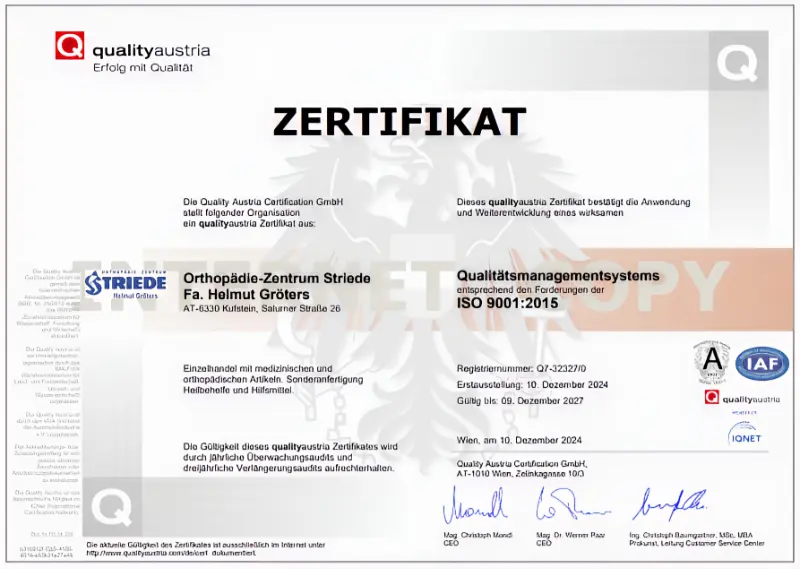 Zertifikat ISO Zertfizierung